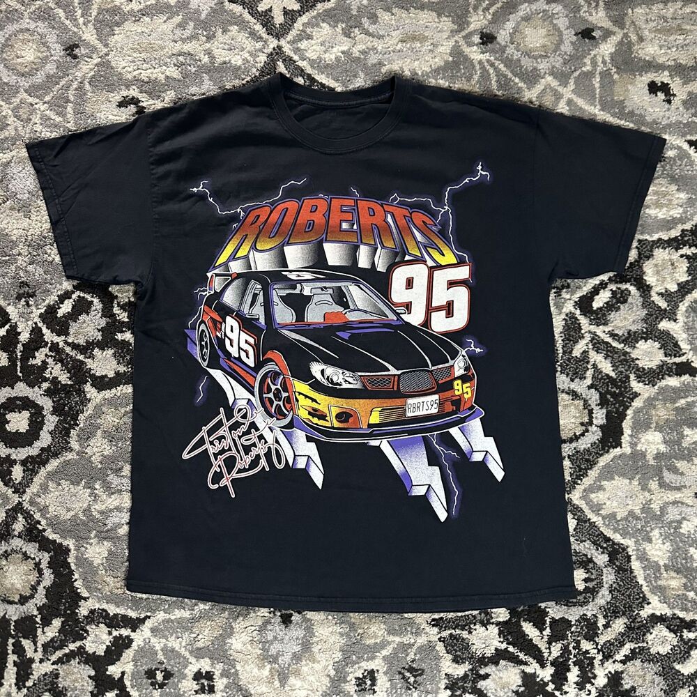 J Galt Nascar Racing Tristan Roberts 95 Faded Black Mens T-shirt Size X-Large